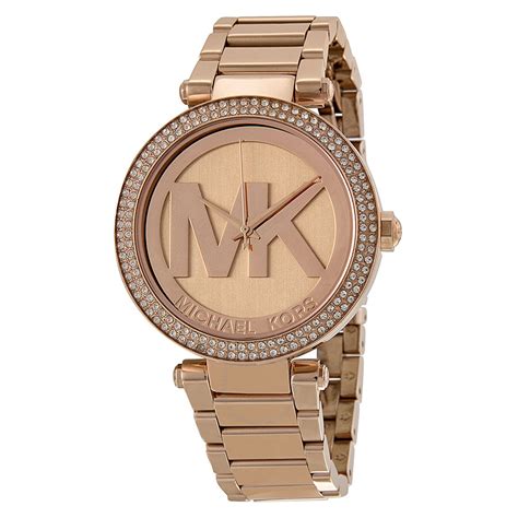 michael kors womens white and rose gold watch|michael kors women's parker watch.